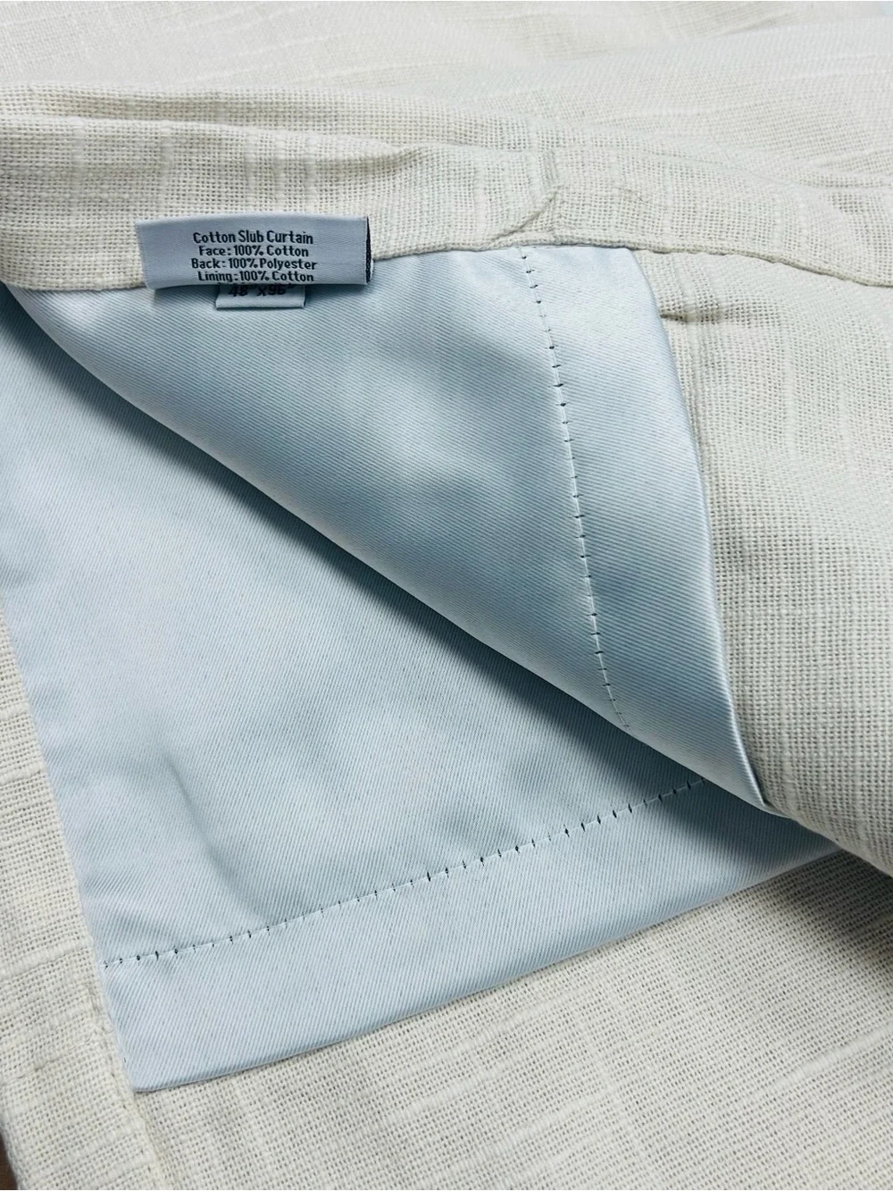 NWT QUINCE Set Of 2 48x96 Cotton Slub Room Darkening Curtains Natural 0122